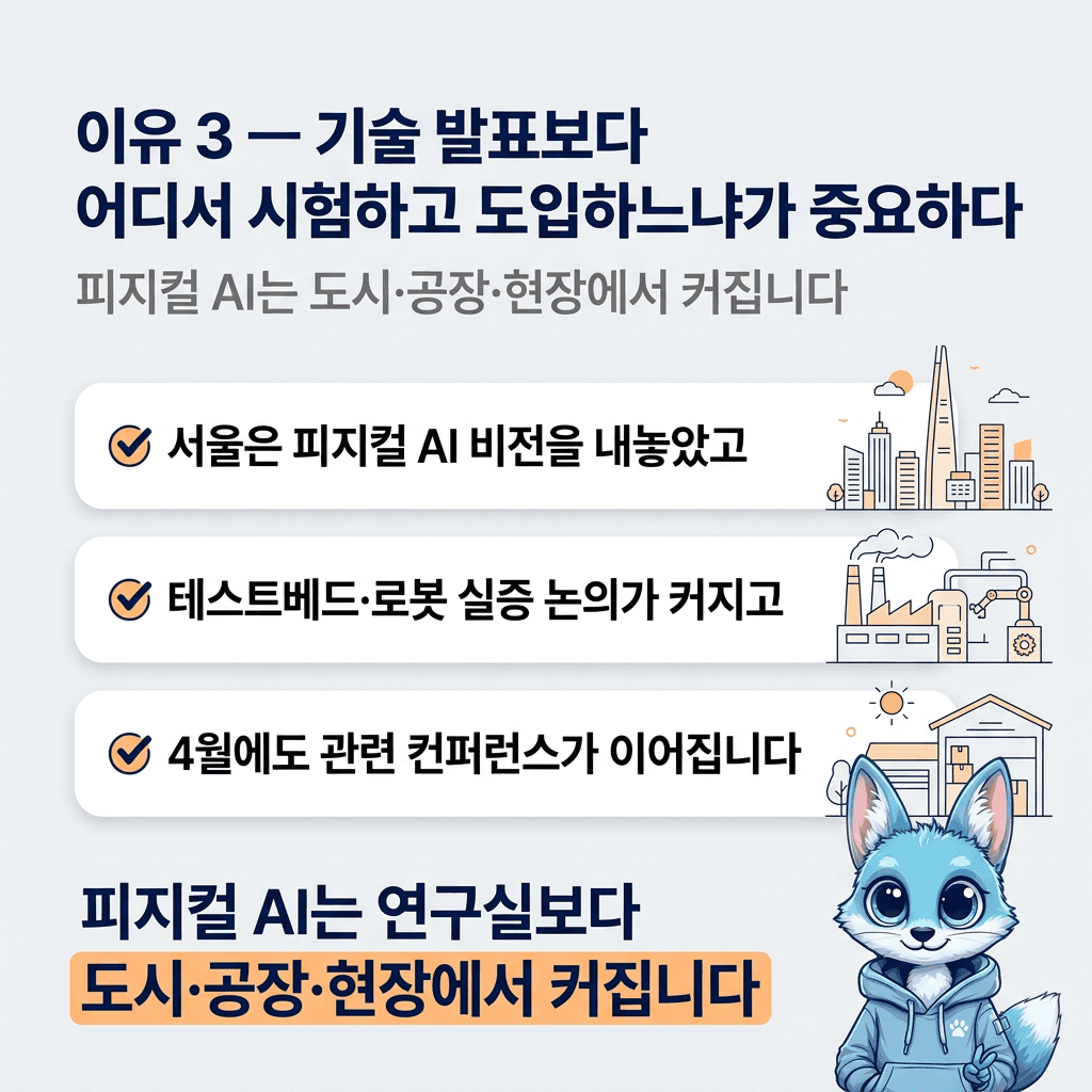🦊 AI가 몸을 얻는 순간 — 피지컬 AI가 뜨는 이유 3가지 — 슬라이드 5/7