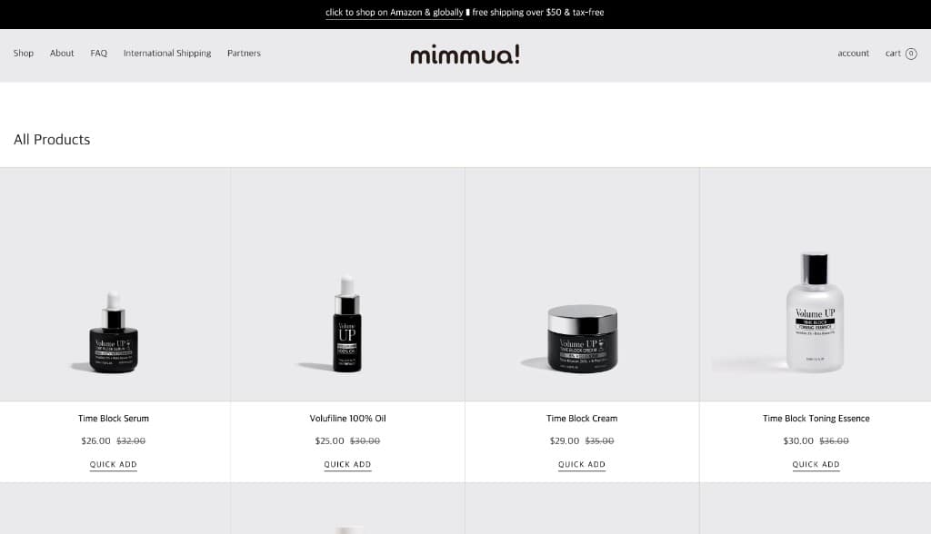 mimmua! 전 제품 목록